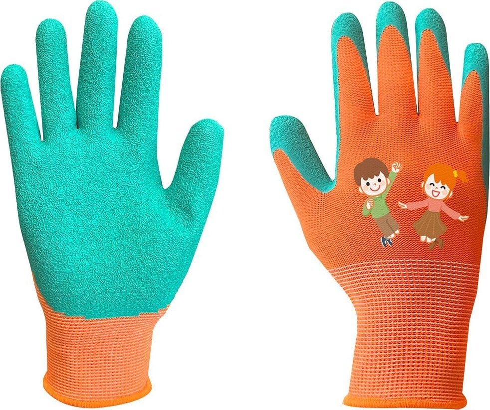 Neo Rękawice robocze dla dzieci, poliester pokryty lateksem (crincle), rozmiar 4