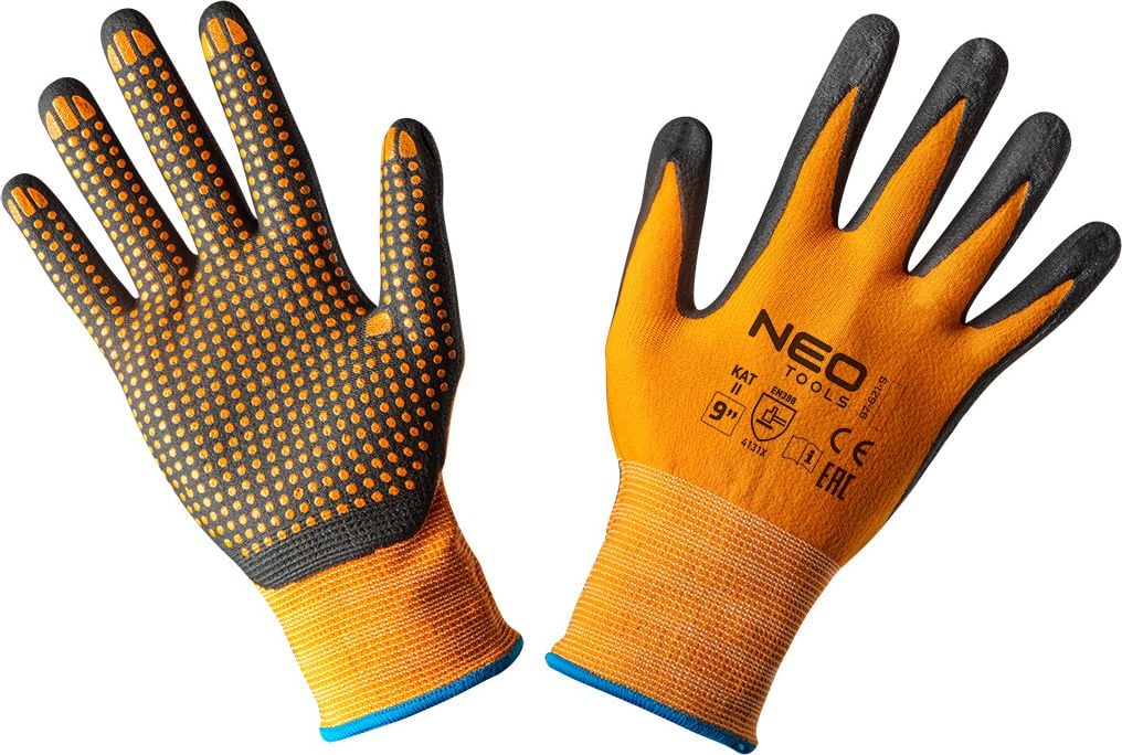 Neo Rękawice robocze (Rękawice robocze, nylonowe, pokryte kropkami z nitylu, 4131X, rozmiar 9)