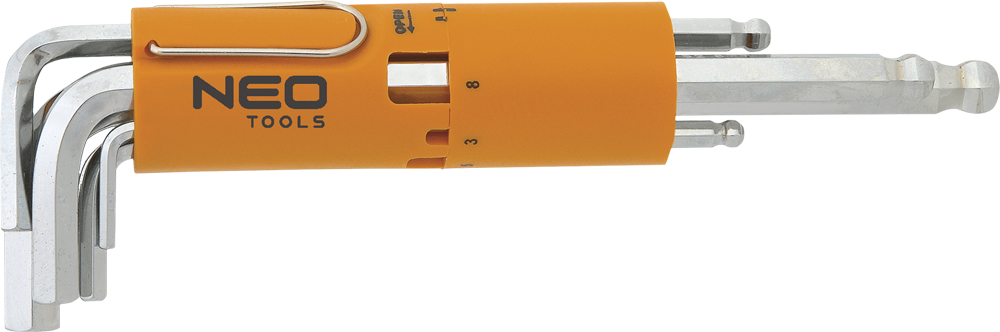 Neo Zestaw kluczy imbusowych hex typ L 2-10mm z kulką 8szt. (09-523)
