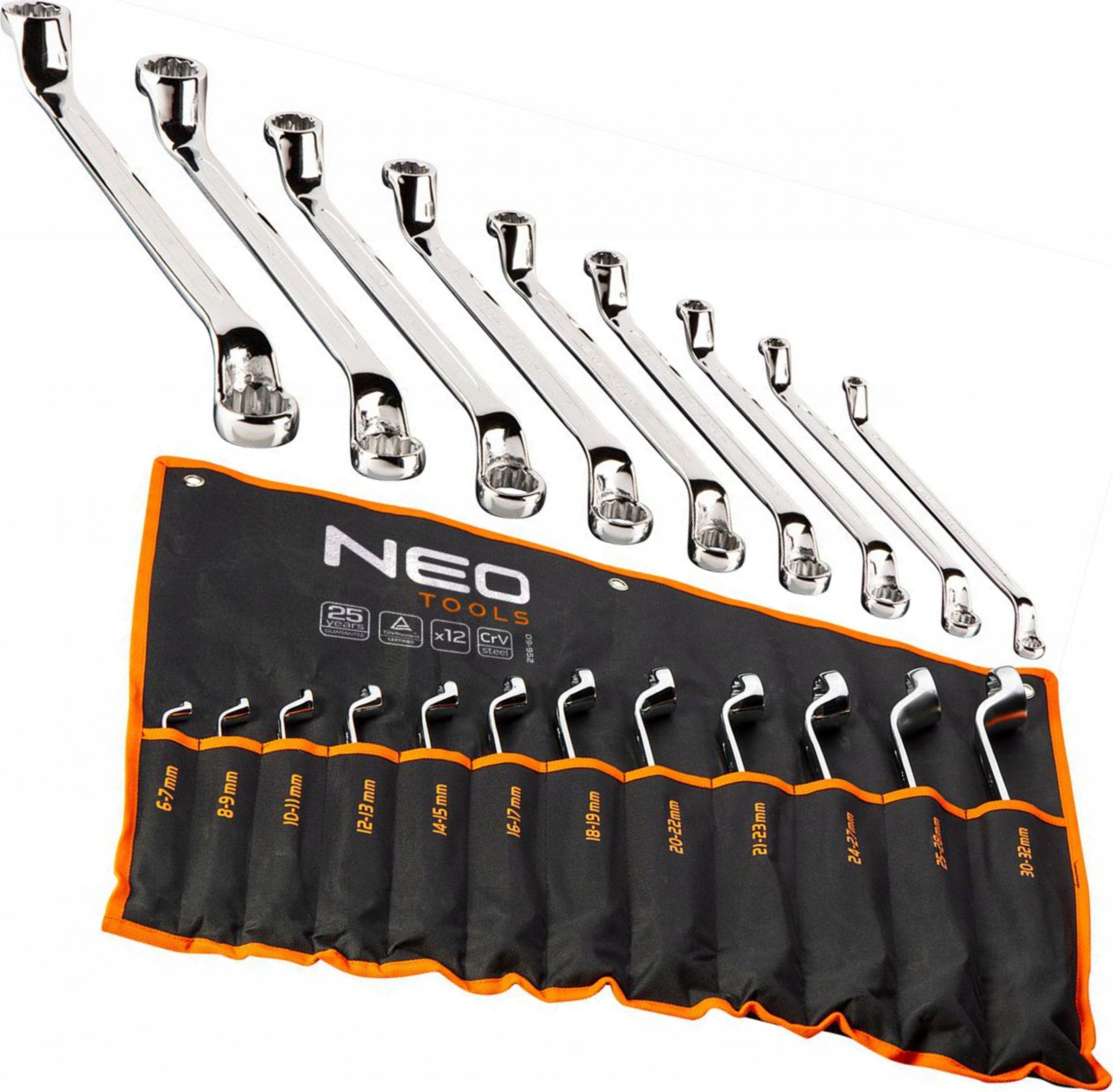 Neo Zestaw kluczy oczkowych odgiętych 6-32mm 12szt. (09-952)
