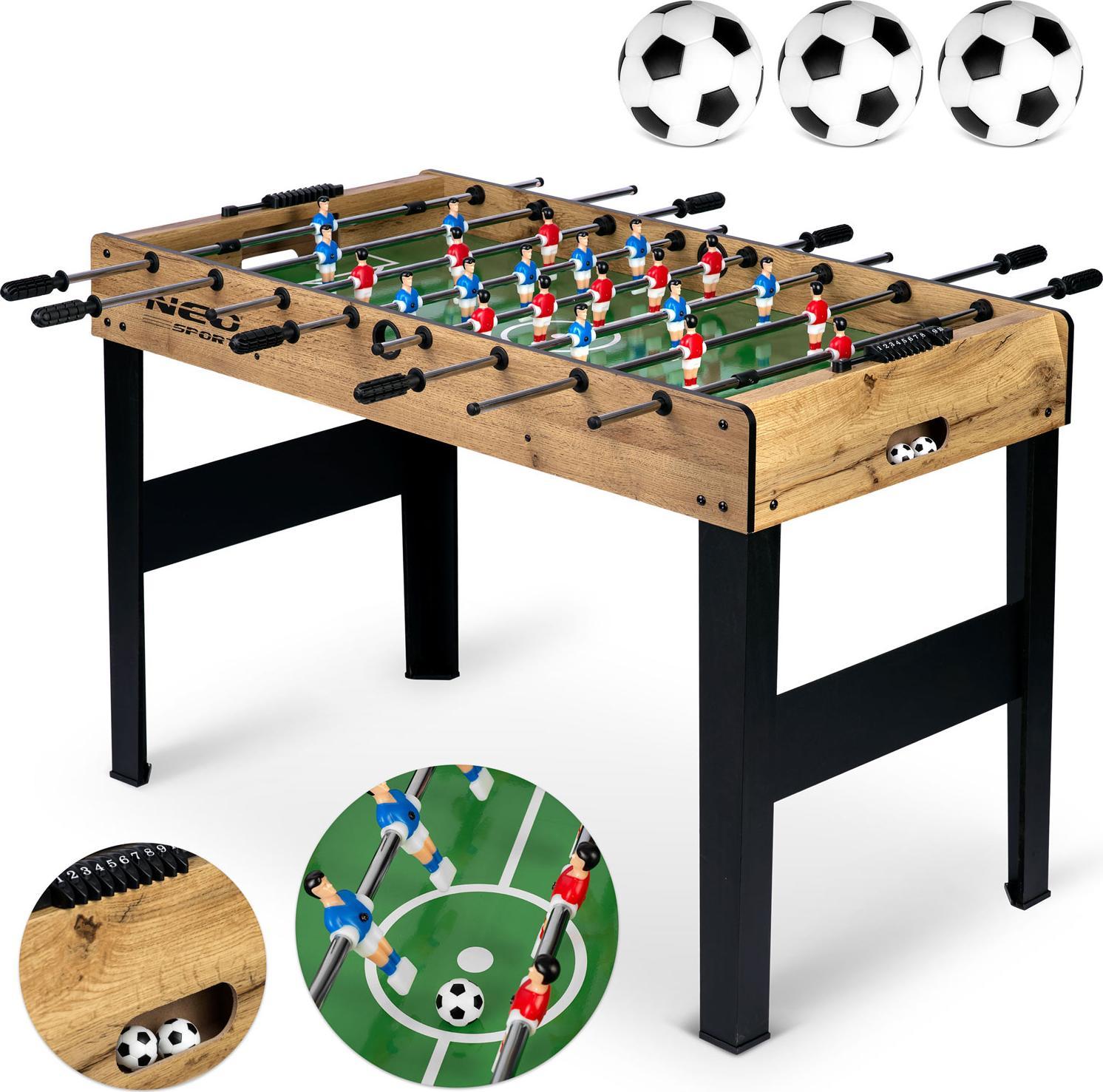 Neo-Sport Stół do gry w piłkarzyki, drewniany 118x61x79 cm (NS-805)