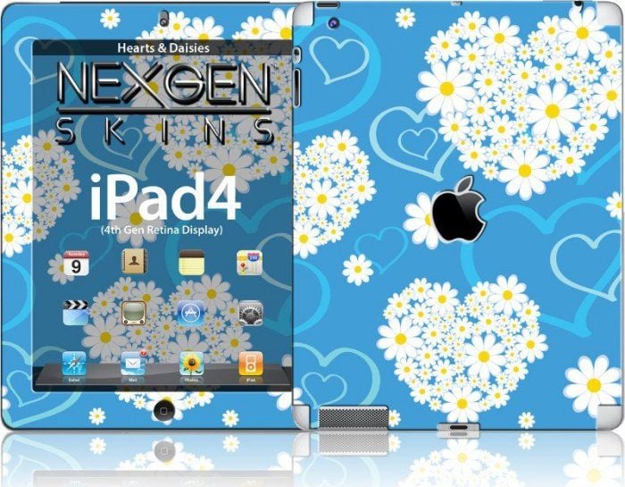 Alte accesorii tablete - Nexgen Skins Nexgen Skins - Set de skinuri pentru carcasă cu efect 3d Ipad 2/3/4 (inimi și margarete 3d)