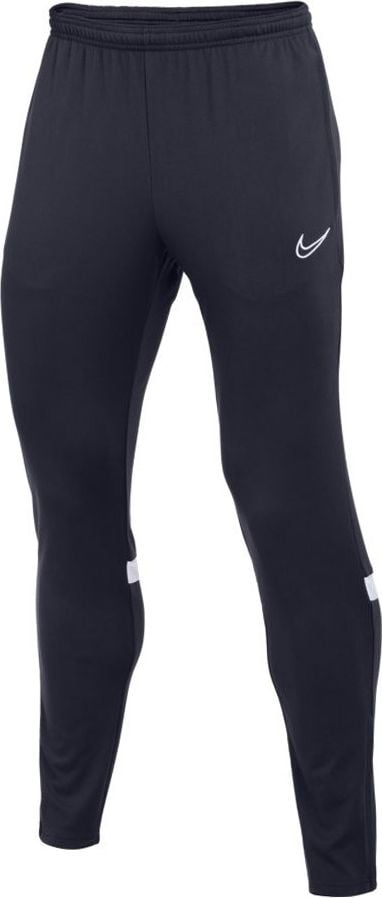 Nike, Pantaloni cu tehnologie Dri-Fit si slituri cu fermoar la glezne, pentru fotbal Academy, Alb, Bleumarin, 137-147 CM