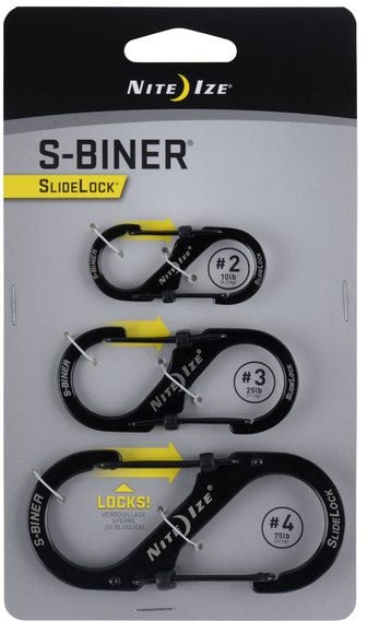 Nite Ize Carabiner S-Biner SlideLock oțel inoxidabil negru 3 buc