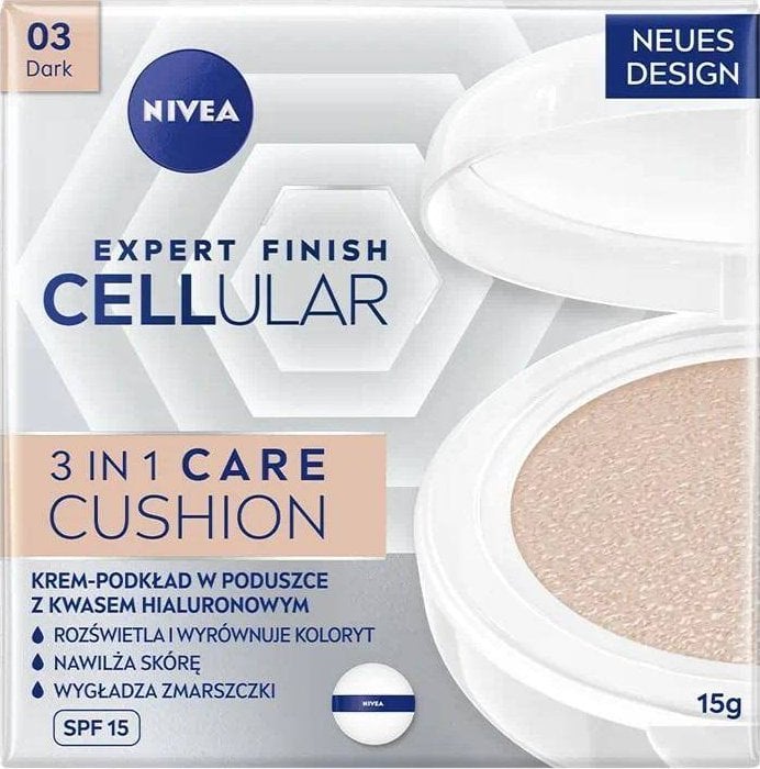 Nivea Expert Finish Cellular 3in1 Care Cushion fond de ten cremă într-o pernă SPF15 03 Dark 15 ml