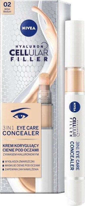 Nivea Hyaluron Cellular Filler 3În1 Corector de îngrijire a ochilor 02 Mediu 4 ml