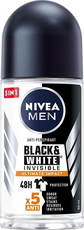 Nivea Nivea Men Deodorant BLACK&WHITE INVISIBLE Ultimate Impact 5in1 roll-on 50ml