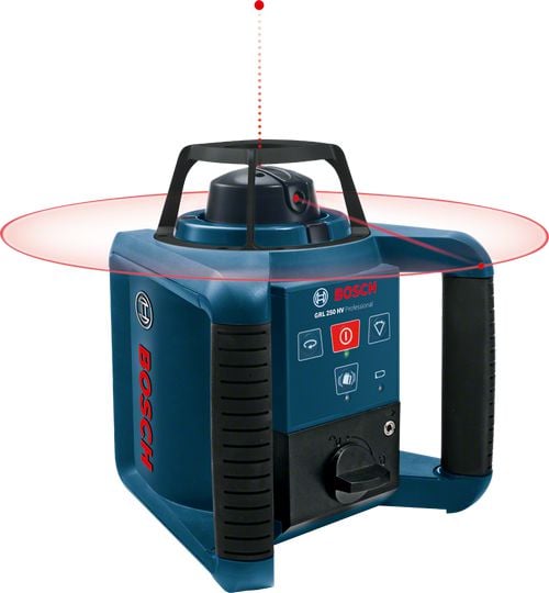 Nivela laser rotativa, Bosch - GRL 250 HV 30 m, +/-0.1 mm/m, 150, 300, 600 rot/min, proiectie verticala