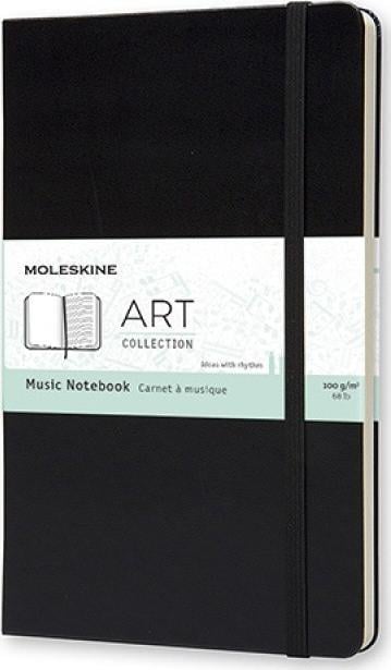 Note Moleskine MOLESKINE muzica L, 13x21cm, în doage, copertă cartonată, 192 pagini, negru