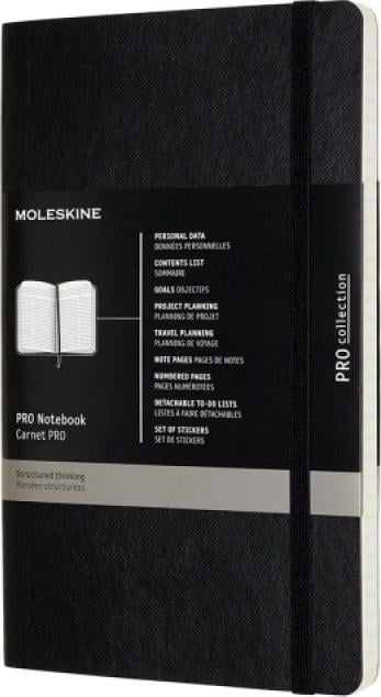 Note Moleskine MOLESKINE PROFESSIONAL L (13x21 cm), copertă moale, 192 pagini, negru