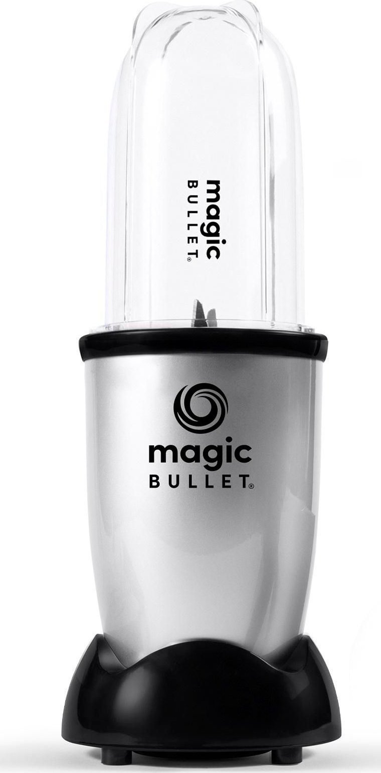 Blender Magic Bullet, 200 W, 1 viteza, cupa inalta 0.56l, cupa mica 0.355l, cana pentru transportare 0.56l, 8 accesorii, Argintiu