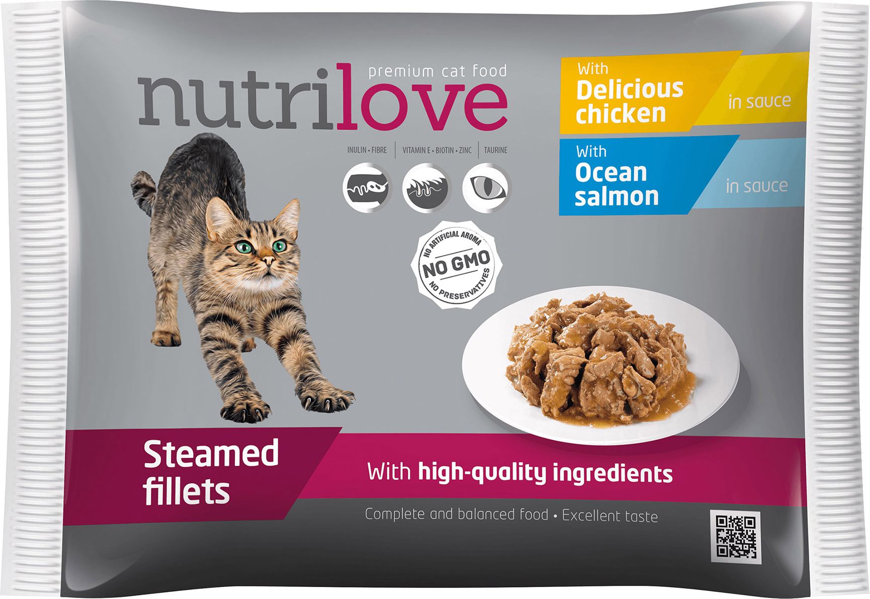 Nutrilove NUTRILOVE CAT pachet 4x85g PUI LOSOS