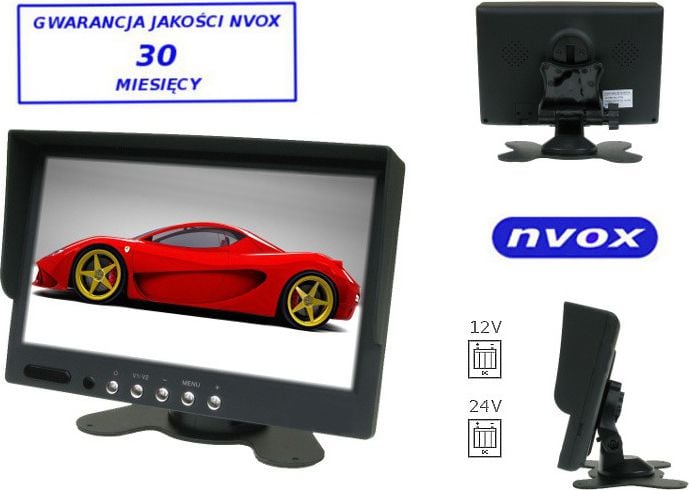 Monitor LCD Nvox de 7 inchi cu suport pentru 2 camere, 4PIN/ 12V/ 24V (HM742)
