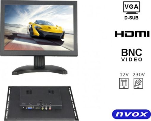 Monitor Nvox lcd cadru deschis de 8 inchi led vga hdmi av bnc 12v 230v