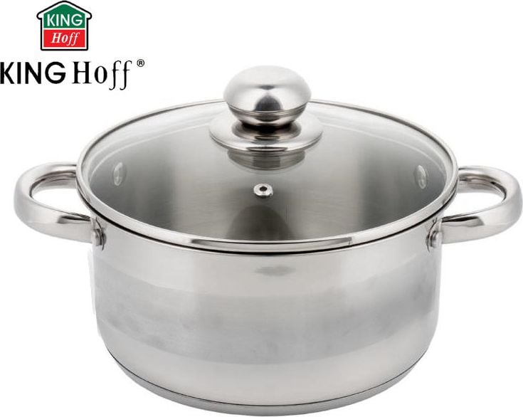 Oala cu capac Kinghoff, Kh-4330, Inox, 4L, 22 cm, Argintiu