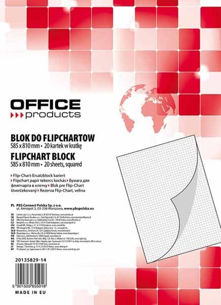 Flipchart si accesorii - Hartie flipchart OFFICE Products, 58.5 x 81 cm, aritmetica, 20 coli/set