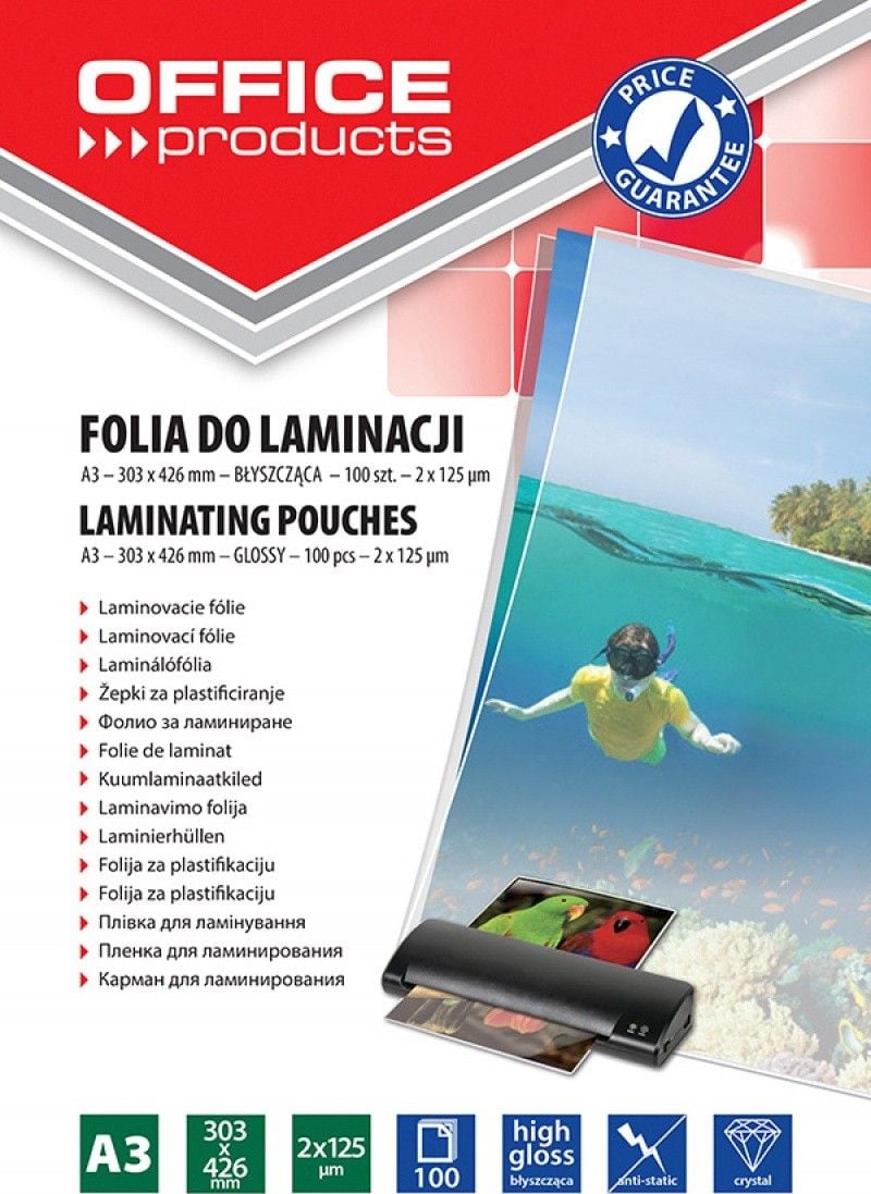 Folie Laminare A3 OFFICE Products, 426x303 mm,100 Buc/Top, Suprafata Lucioasa