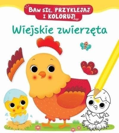 Olesiejuk Distrează-te, lipește și colorează! Animale de la tara