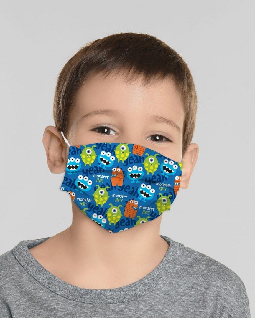 Masca fashion pentru copii, Omega Worms 45497, 2 straturi, reglabila, 175 x 115 mm, reutilizabila