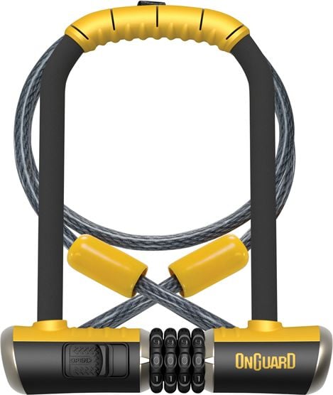 Antifurt bicicleta Onguard Combo DT 8012C, U-lock/Cablu otel, 120 cm, Negru/Galben