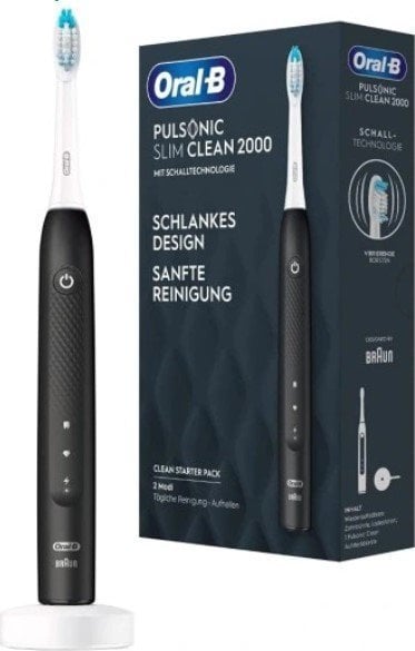 Periuta de dinti Oral-B Pulsonic Slim Clean 2000 Neagra, Pentru adulti,Reîncărcabil, Fara senzor de presiune,Durata de viata a bateriei 56 de minute