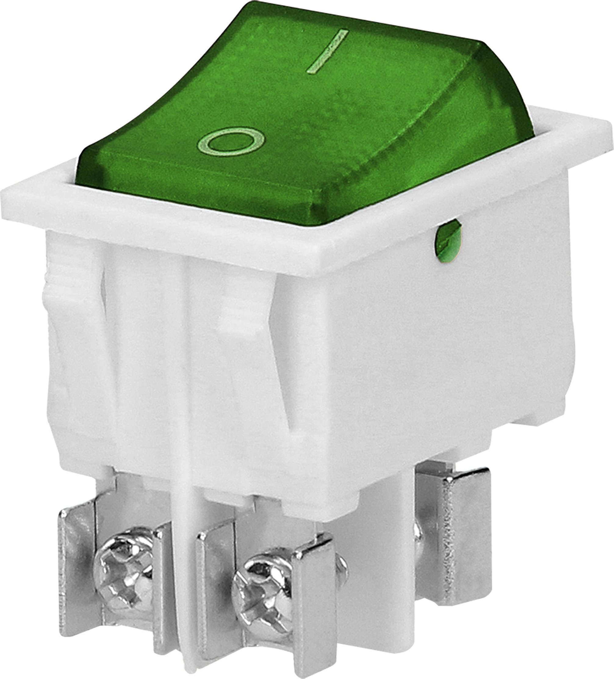 Orno Comutator basculant iluminat, buton verde, carcasă albă