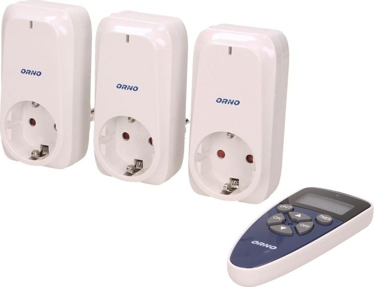 Prize wireless ORNO OR-GB-434(GS), 230V, set 3 bucati, 1150W, schuko, IP20, telecomanda cu functie ceas si temporizator, alb