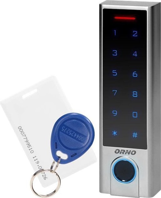 Blocare cu cod Orno Touch cu cititor de carduri și etichete de proximitate și cititor de amprente IP68 OR-ZS-825
