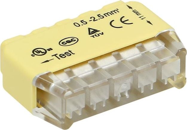 Conector de instalare push-in Orno cu 5 fire; pentru fir 0,75-2,5mm2; IEC 300V/24A; 10 buc. OR-SZ-8004/5/10