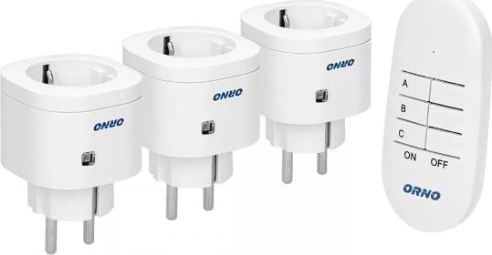 Set 3 prize wireless cu telecomanda ORNO OR-GB-438(GS), mini, Schuko, 3000W, IP20, alb