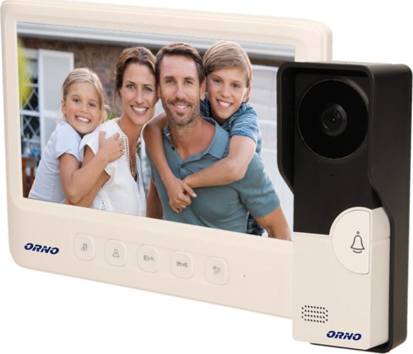 Videointerfon pentru o familie IMAGO ORNO OR-VID-MC-1059/W, color, monitor ultra-plat LCD 7`, control automat al portilor, 16 sonerii, infrarosu, alb/negru