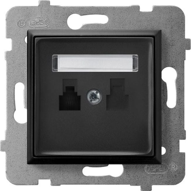 Ospel ARIA Priză telefonică simplă negru metalic GPT-1U/m/33