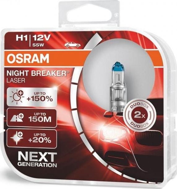 Osram Automobilinės lemputės Osram Night Breaker Laser (generația următoare) H1, 2 vnt.