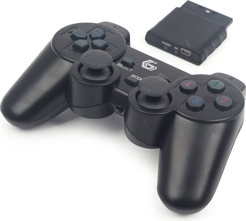 Gamepad wireless Gembird JPD-WDV-01, Dual vibration, pentru PC/PlayStation 2/PlayStation 3, Negru