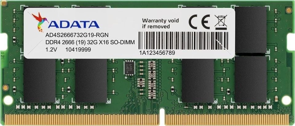 Memorie ADATA Premier pentru laptop, SODIMM, DDR4, 32 GB, 3200 MHz, CL22 (AD4S320032G22-SGN)