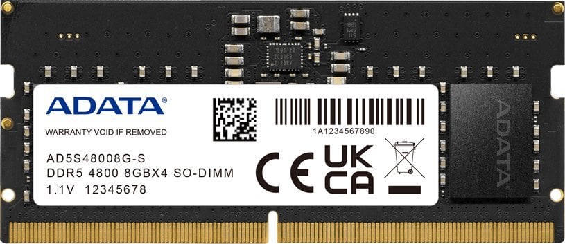 Memorie ADATA pentru laptop SODIMM, DDR5, 8GB, 4800MHz, CL40 (AD5S48008G-S)