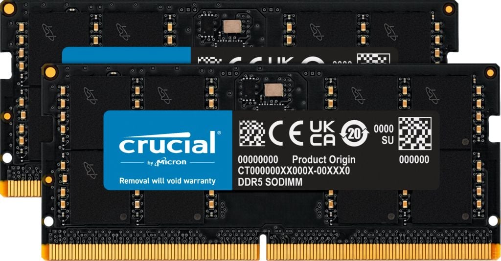 Memorie pentru laptop Crucial SODIMM DDR5 64GB 4800MHz CL40 (CT2K32G48C40S5)