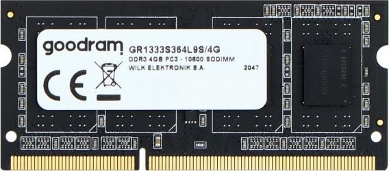 Memorii Notebook - Memorie RAM GoodRam DDR3, 4GB, 1333 MHz