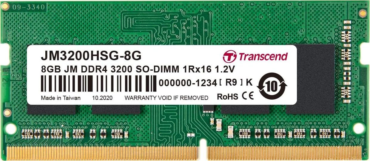 Memorie pentru laptop Transcend JetRam, SODIMM, DDR4, 8GB, 3200MHz, CL22 (JM3200HSG-8G)