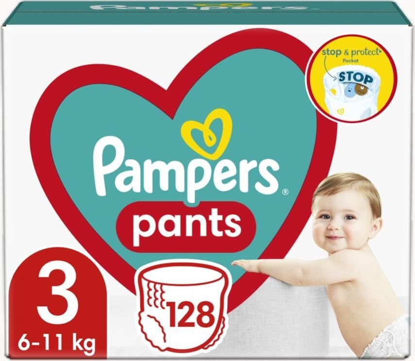 Pampers Pants Pantaloni 3, 6-11 kg, 128 buc.