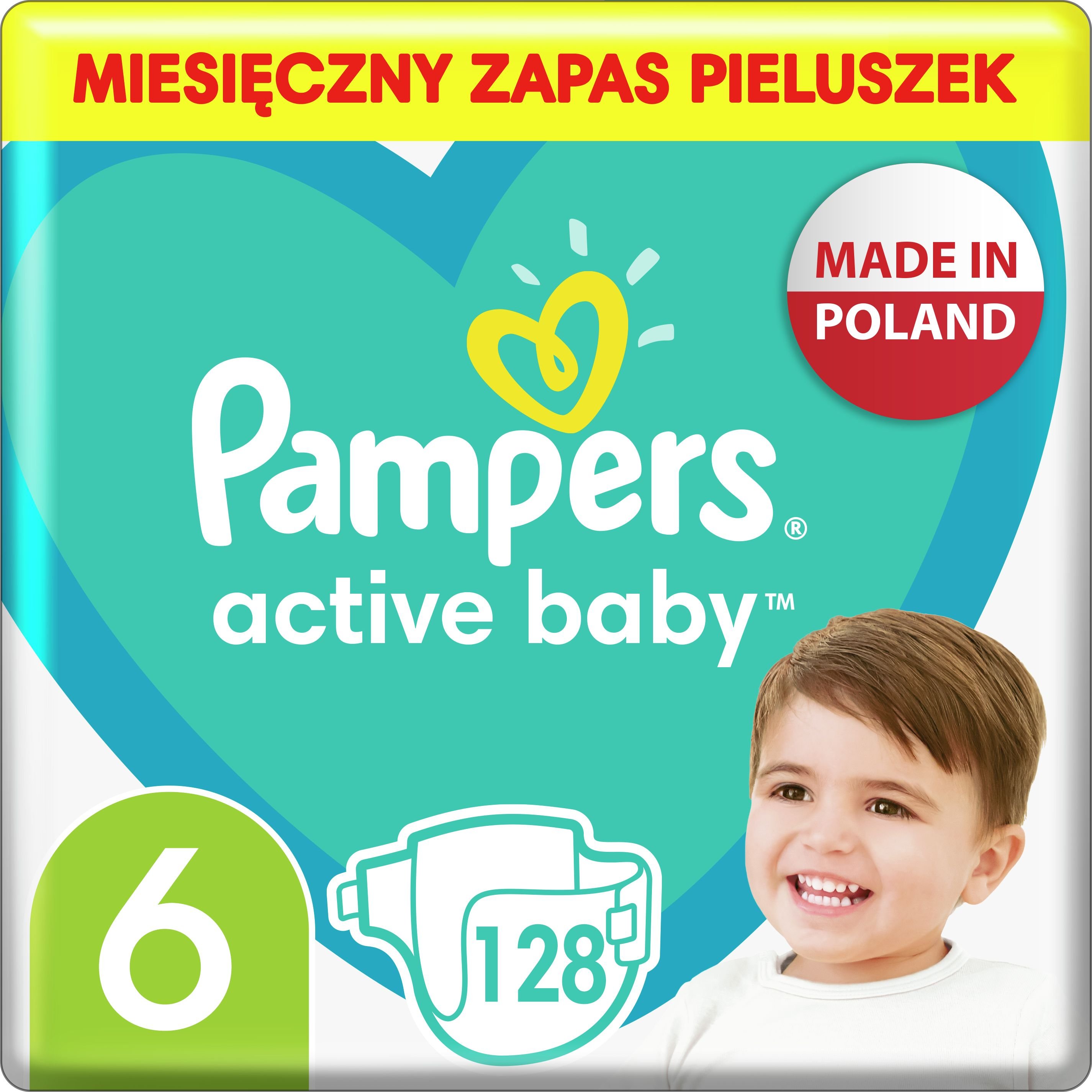 Pampers Pieluszki Active Baby 6, 13-18 kg, 128 szt.