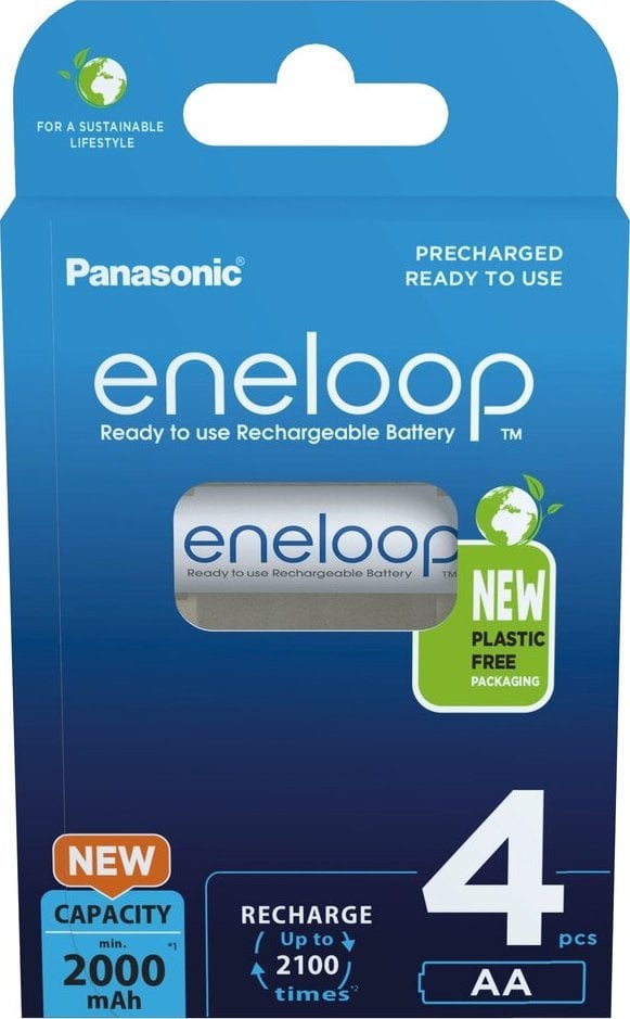 Acumulatori Panasonic Eneloop 2100 cicluri, 2000mAh, R6 AA Blister 4, BK-3MCDE/4BE