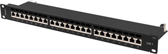 Panou de corecție Lanberg 1U 19` 24x RJ-45 Cat.7 Negru (PPS7-1024-B)