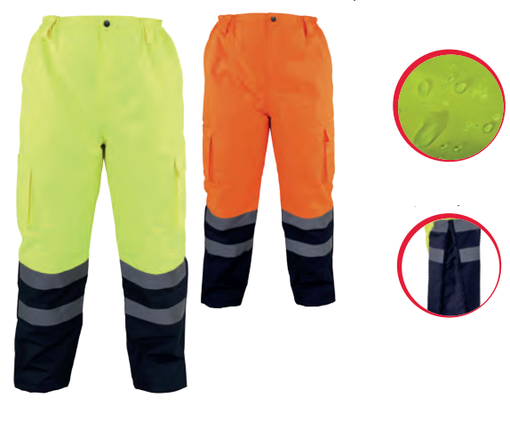 Pantaloni reflectorizanti captusiti, impermeabili, termoizolatori, 6 buzunare, marime 2XL, Portocaliu