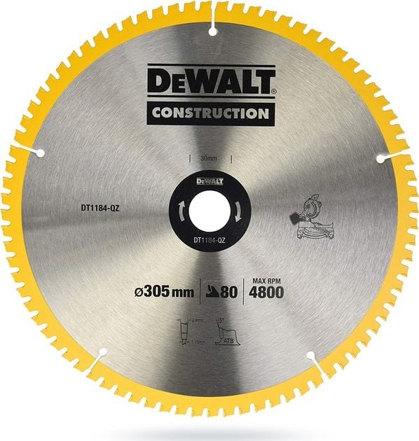 Pânză de ferăstrău Dewalt pentru lemn 305 mm (DT1184-QZ)