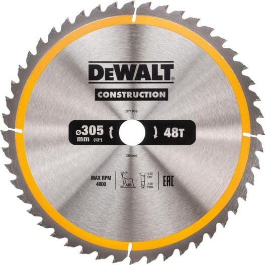 Panza de fierastrau circular 48 dinti Dewalt CONSTRUCTION 305x30 DT1959