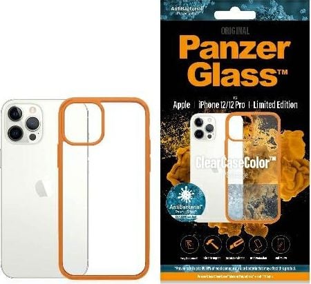 PanzerGlass Etui ClearCase do iPhone 12/12 Pro Orange Antibacterial