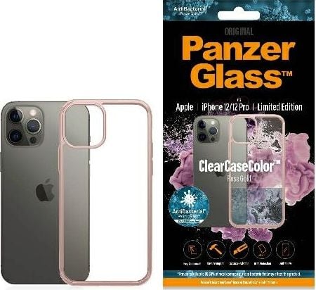 PanzerGlass Etui ClearCase do iPhone 12/12 Pro Rose Gold Antibacterial