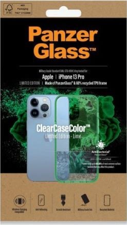PanzerGlass PanzerGlass ClearCase - husa de protectie cu invelis antibacterian pentru iPhone 13 Pro Lime - Garantie de siguranta. Rate simple. Livrare gratuită peste 170 PLN.