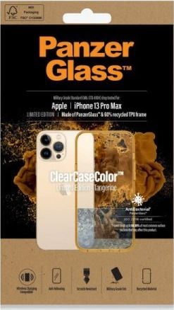 PanzerGlass PanzerGlass ClearCase - husa de protectie cu invelis antibacterian pentru iPhone 13 Pro Max Tangerine - Garantie de siguranta. Rate simple. Livrare gratuită peste 170 PLN.